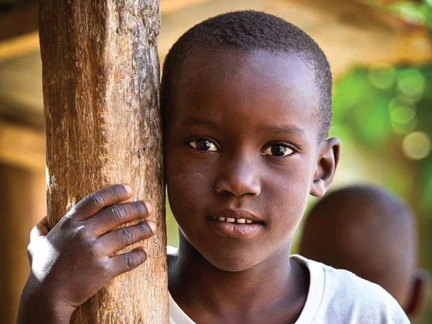 Young boy in a grey t-shirt