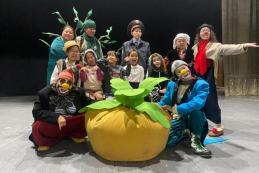 Participants of the inclusive theater studio in Osh, Kyrgyz Republic performed “The Clown Tale About the Turnip” directed by Murat Abdullaev.  Credit: Kuznetsova Larisa/Smile.KG